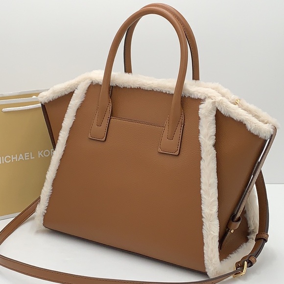 MICHAEL KORS AVRIL LARGE TOP ZIP SATCHEL LUGGAGE MULTI WITH FLUFFY FUR - Picture 15 of 16